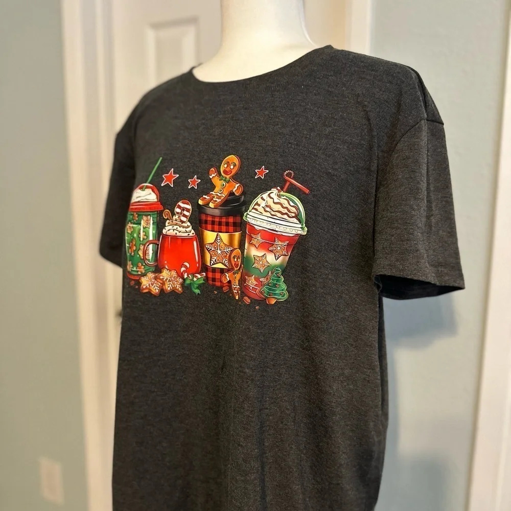 Gingerbread Man Frappuccino Print TShirt Size: 2XL - Picture 2 of 5
